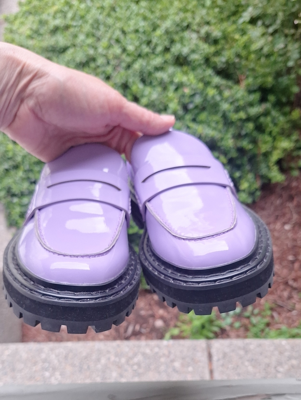 D'Amelio Prescia Purple Chunky Vegan Patent Leather Loafers Size 6 - Picture 4 of 9
